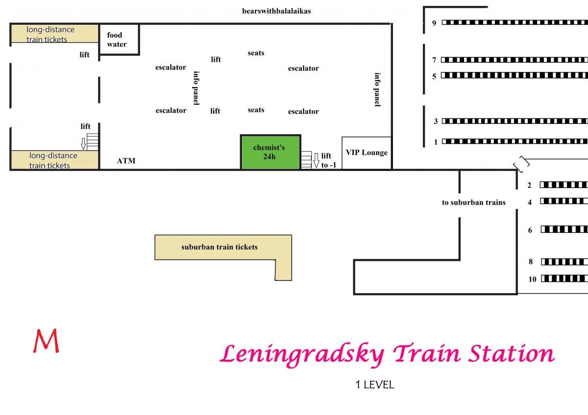 mapa Leningradsky stanice Moskva