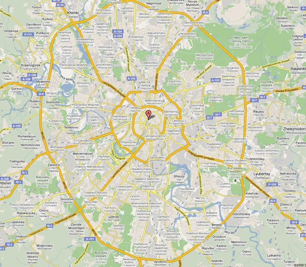Moskva predmestí mapu