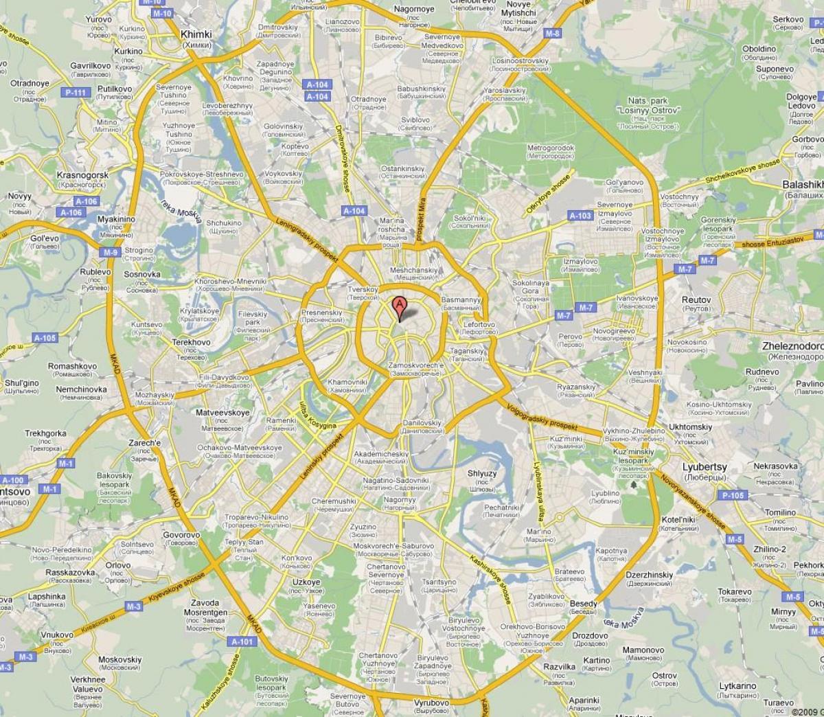 Moskva predmestí mapu