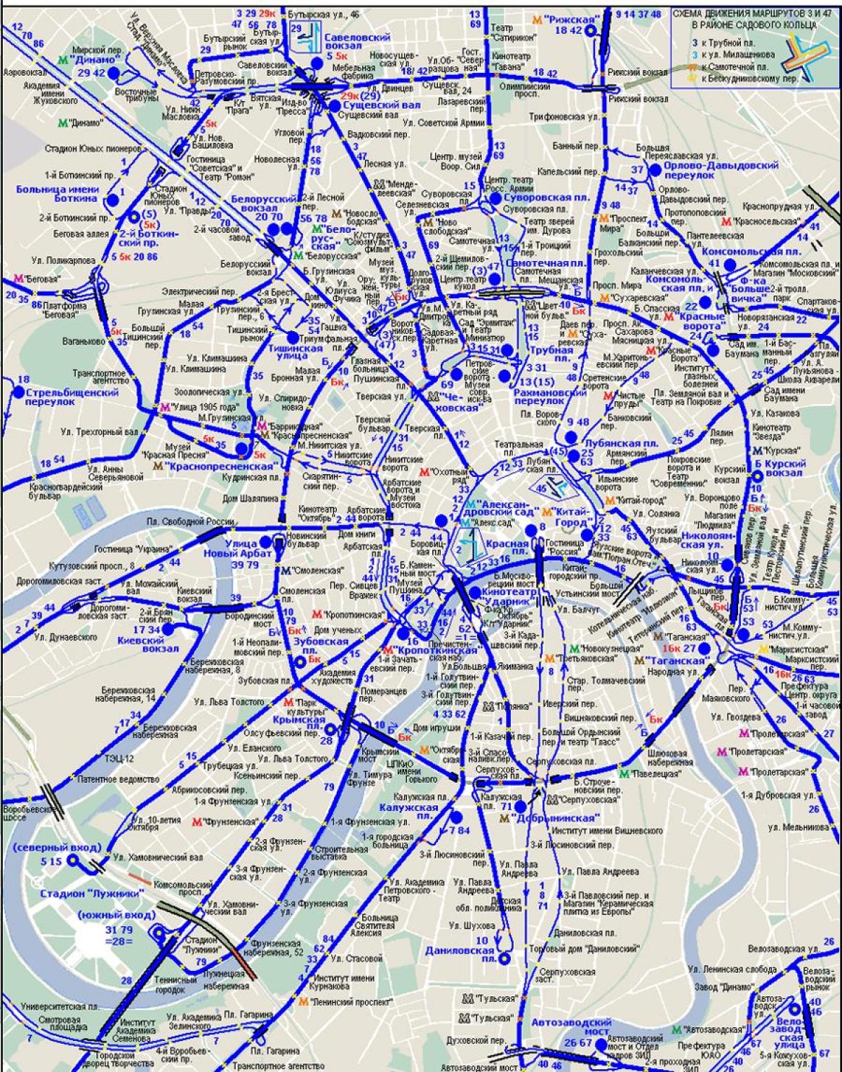 mapa Moskvy trolejbus