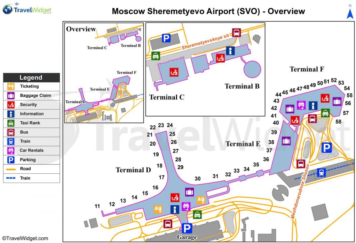Šeremetěvo mapu terminálov
