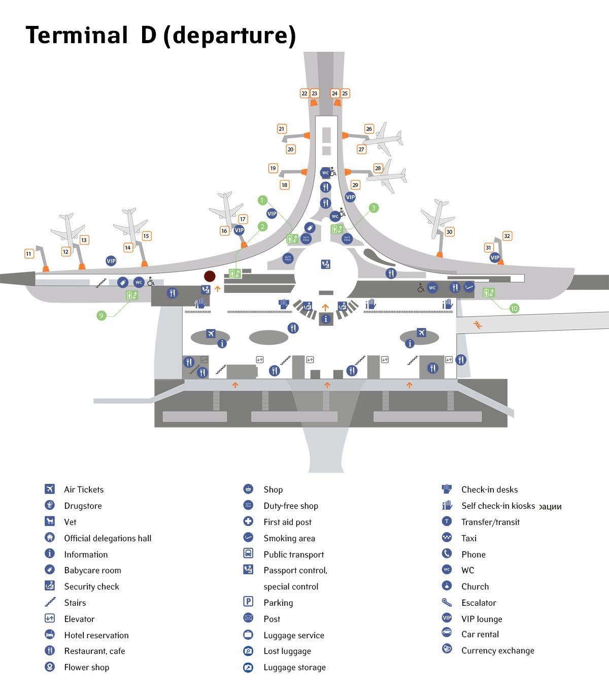 Šeremetěvo letisko mapu terminál d