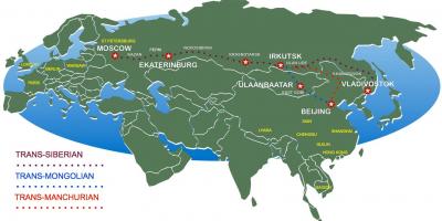 Peking Moskva vlakovej trasy mapu