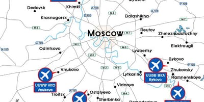 Mapa Moskvy letiská